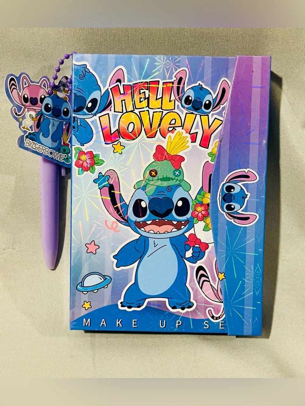 Hello Lovely Stitch Kids Makeup Set with Purple Pen